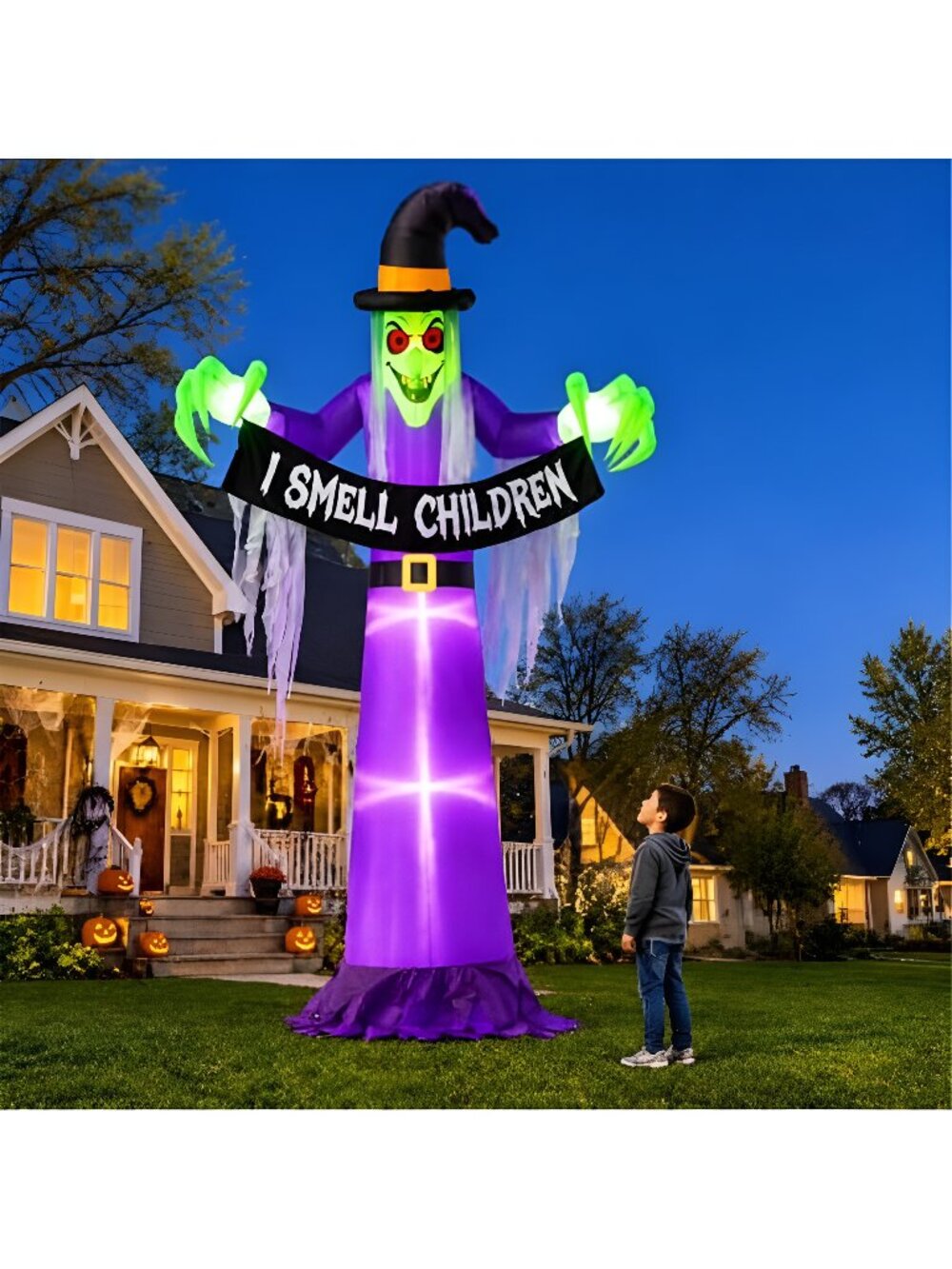 12FT Giant Halloween Inflatables Witch Outdoor Decorations, Giant Blow Ups with